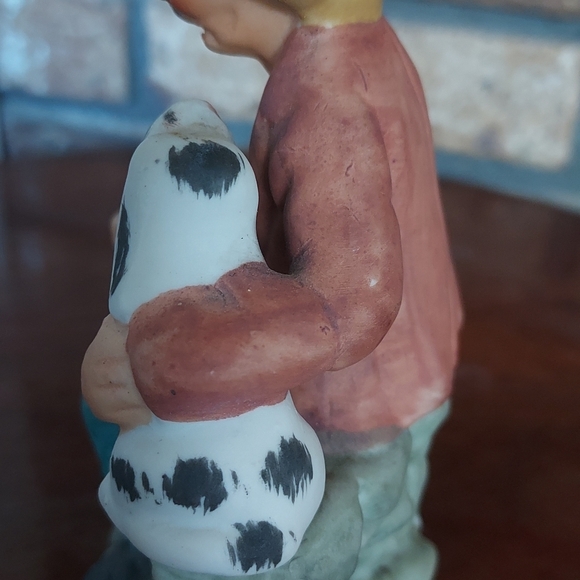 Vintage Old Man With Basket And Dalmatian Dog Bisque Porcelain Figurine - Picture 6 of 10